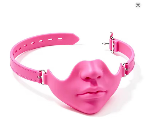 Pink silicone face mask mouth - silicone,